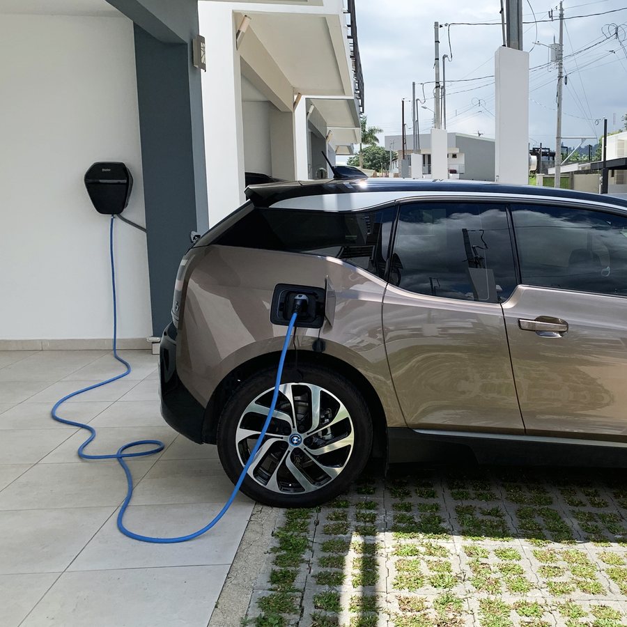 Electric car charging from a home wall charger